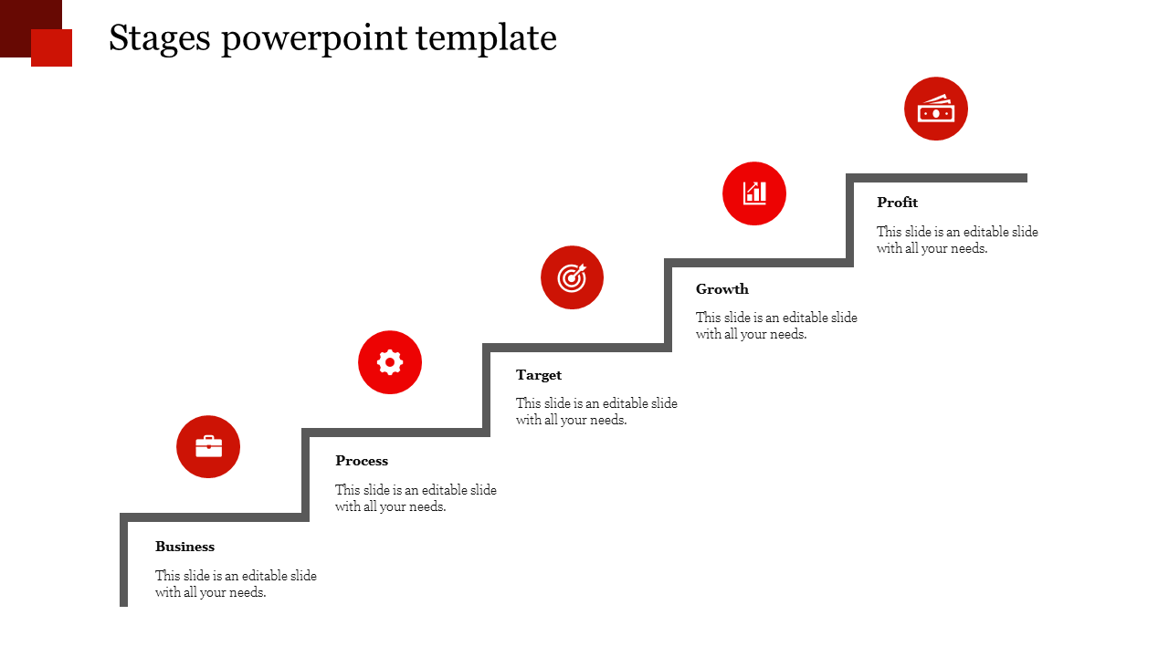 Free - Best Five Stage PowerPoint Template For Presentation